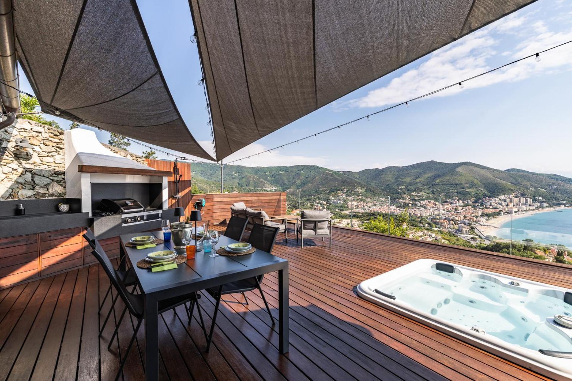 Spettacolare Vista Isola Terrazza E Idromassaggio Villa Noli Exteriör bild